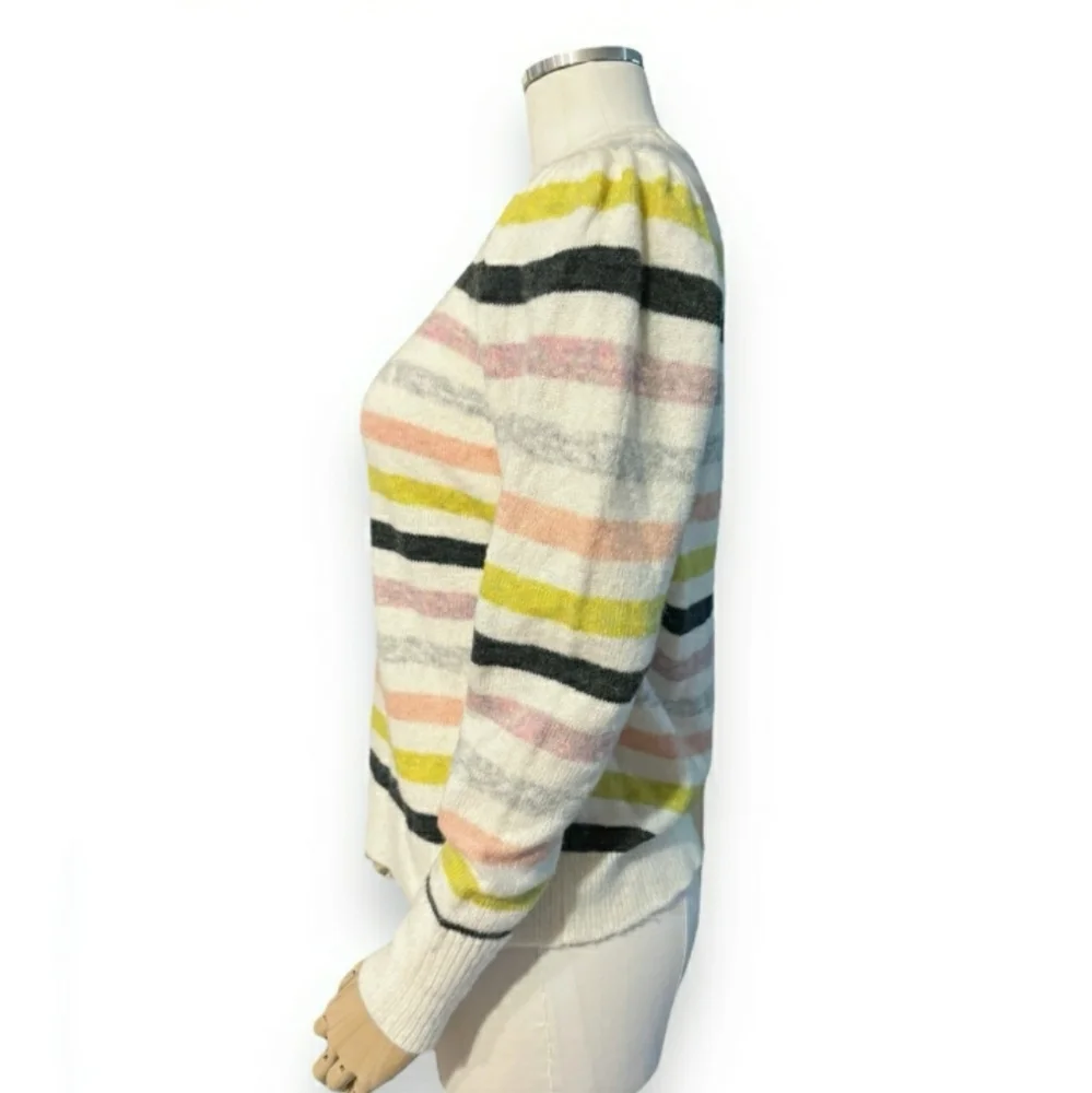 LOFT Striped Puff Sleeve Sweater